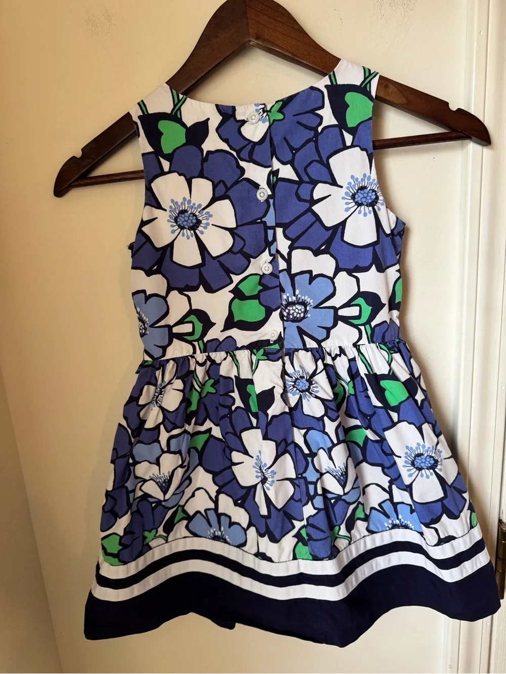 Gymboree Cotton Floral Dress in Blue,‎ White & Green Accents Size 6